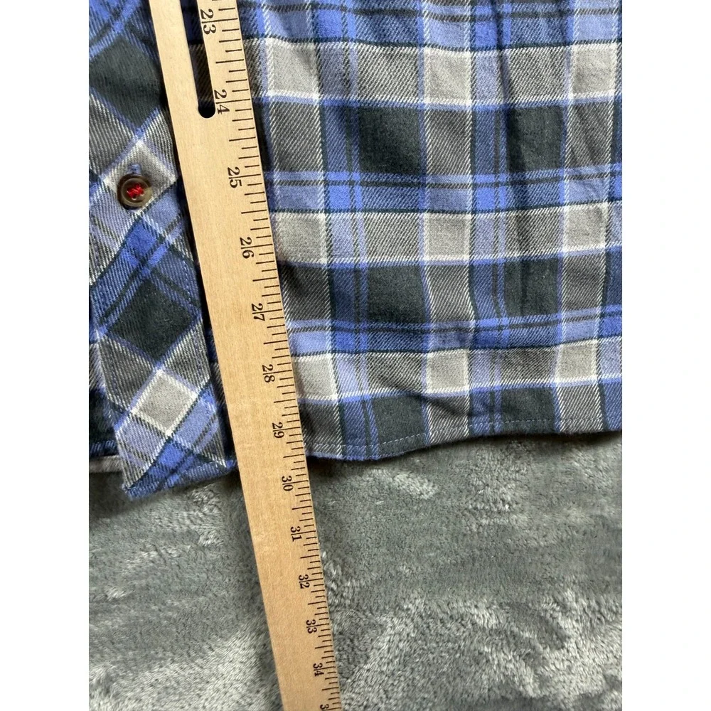 The North Face Flannel Shirt Mens L Blue Gray Plaid Button Up Hiking